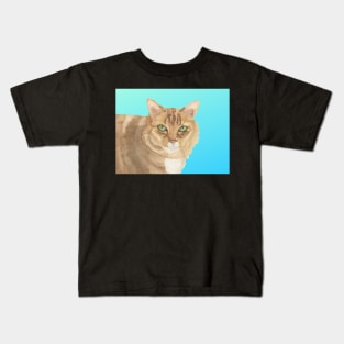 GORGEOUS LONG-HAIRED CAT WITH GREEN EYES - Watercolor Painting Kids T-Shirt